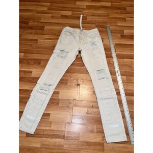 Off white mens distressed white jeans size 36, tailored to 34